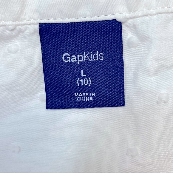 GAP White Button Button Down Shirt Girl’s Large 10 Eyelet Summer Preppy Top Cute - Picture 5 of 7